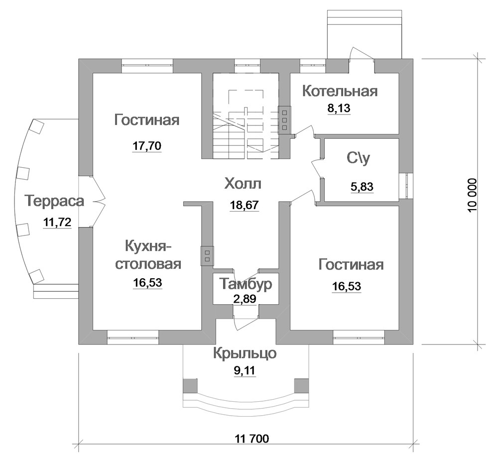 Проект дома C-117 купить за 990 ₽ - Свой Дом