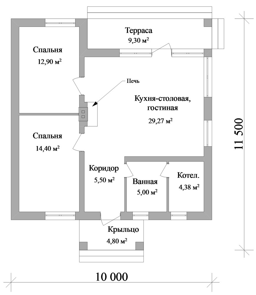 Проект дома A-104. Недорогой дом из газобетона купить за 990 ₽ - Свой Дом