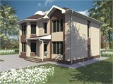 Проект дома D-129. Дом с эркером и террасой двухэтажный