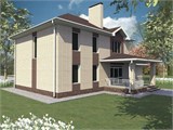 Проект дома D-129. Дом с эркером и террасой двухэтажный