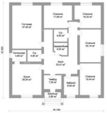 Проект дома D-124. Квадратный одноэтажный дом