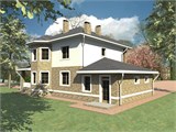 Проект дома D-123. Дом с террасой и балконом