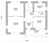 Проект дома C-023. Кирпичный дом с балконом