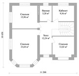Проект дома C-022. Дом из газобетона с эркером