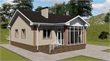 Проект дома B-022. Одноэтажный дом с верандой
