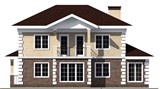 Проект дома B-040. Двухэтажный дом с верандой
