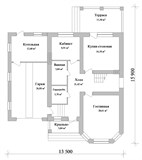Проект дома D-121. Дом с гаражом, террасой и балконом