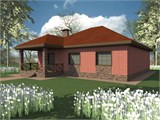 Проект дома C-252. Одноэтажный дом с эркером Проект дома C-252. Одноэтажный дом с эркером