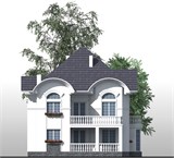 Проект дома E-059. Дом из пеноблоков с балконом