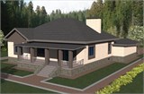 Проект дома F-077. Одноэтажный дом с цоколем