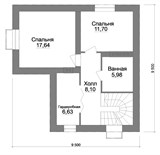 Проект дома B-240. Дом 9 на 9 с мансардой