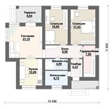 Проект дома B-184. Дом две спальни, кирпичный