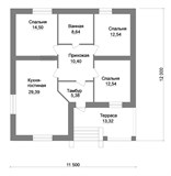 Проект дома B-158. Дом 12 на 12 с террасой