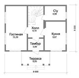 Проект дома A-030. Простой каркасный дом с мансардой