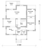 Проект дома C-090. Двухэтажный дом с террасой и балконом Проект дома C-090. Двухэтажный дом с террасой и балконом