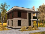 Проект дома B-029. Дом 2 этажа с плоской крышей