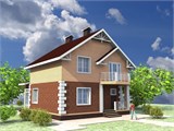 Проект дома A-016. Кирпичный дом с верандой