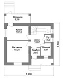 Проект дома A-016. Кирпичный дом с верандой