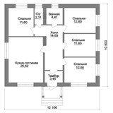 Проект дома A-015. Дом 12 на 12 одноэтажный Проект дома A-015. Дом 12 на 12 одноэтажный