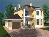 Проект дома D-144. Дом из пеноблоков с гаражом