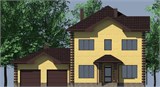 Проект дома D-146. Дом из кирпича, двухэтажный, с гаражом